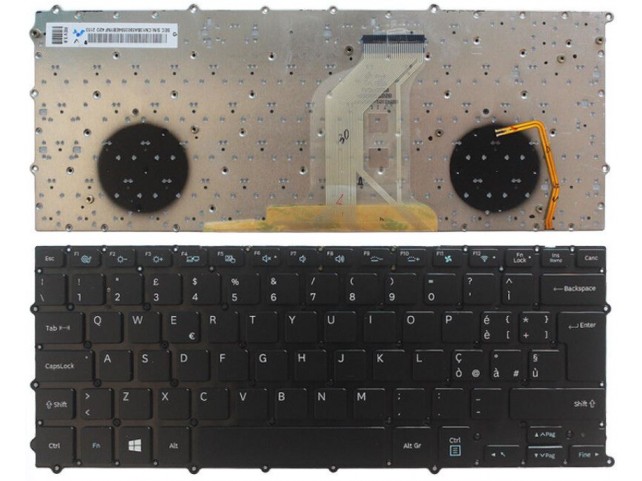 Tastiera Notebook SAMSUNG 900X3B 900X3C 900X3D 900X3E (NERA) (RETROILLUMINATA) (NO FRAME)