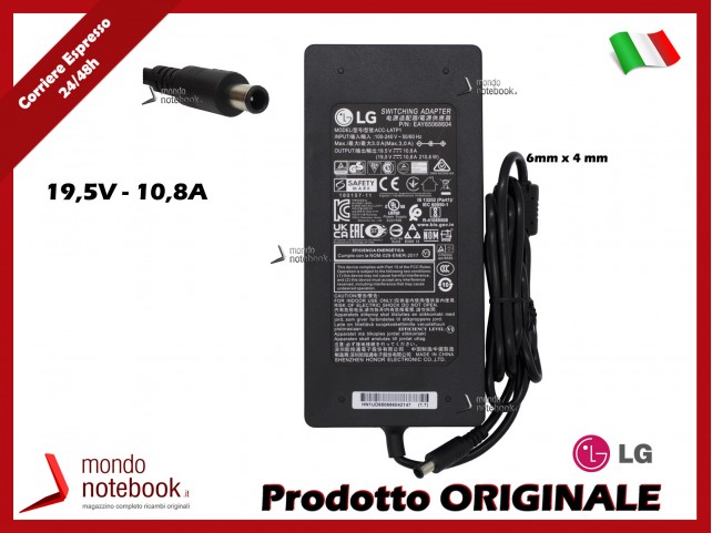 Alimentatore AC Adapter LG 19.5V 10.8A 210W (6,5mm x 4,4mm) Nero