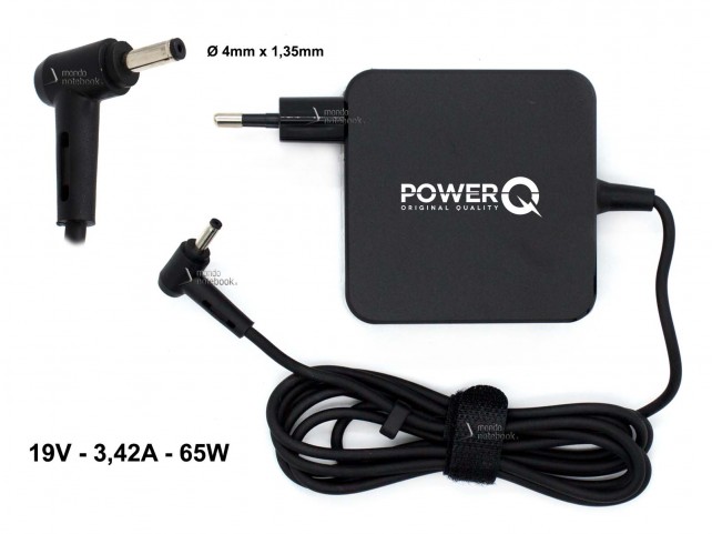 Alimentatore PowerQ per ASUS 65W 19V 3,42A (4mm x 1,35mm) con Spina integrata