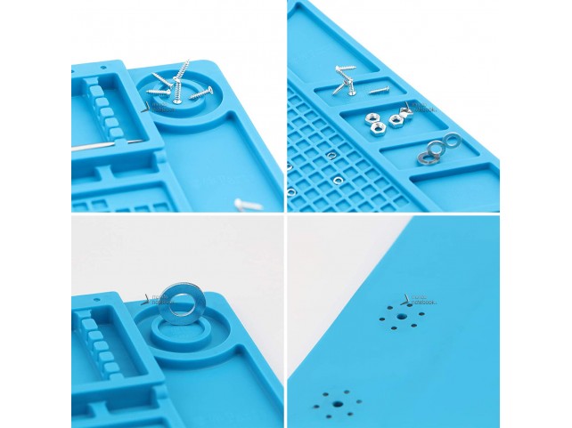 Tappetino 30cm x 45cm in silicone ESD antistatico antiscivolo resistente fino a 500° per riparazioni saldatura smartphone table