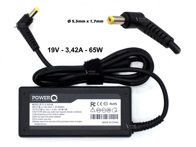 Alimentatore PowerQ per ACER 65W 19V 3,42A (5,5mm x 1,7mm)