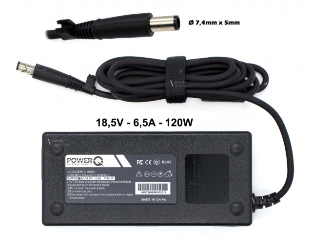 Alimentatore PowerQ per HP 120W 18,5V 6,5A (7,4mm x 5mm)