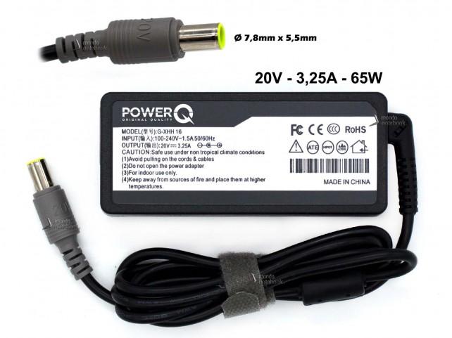 Alimentatore PowerQ per LENOVO 65W 20V 3,25A (7,9mm x 5,5mm)