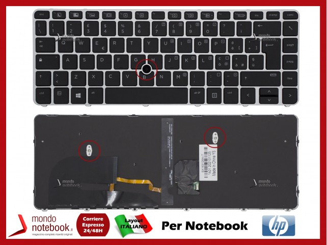 Tastiera Notebook HP EliteBook 745 G3, 745 G4, 840 G3, 840 G4 Frame Silver con Trackpoint (Retroilluminata)