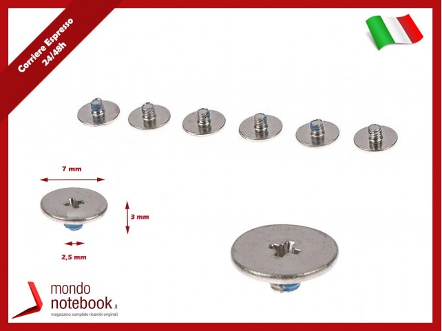 Kit 6 Viti di Fissaggio Cerniere su Cover LCD Notebook [M2,5*3L 7mm]