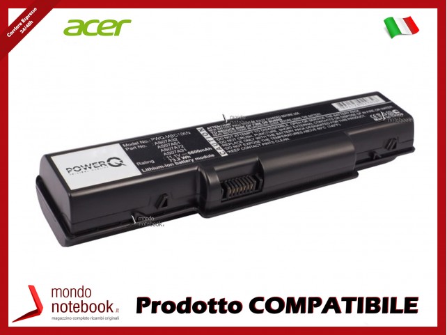 Batteria PowerQ per Acer e altri brand 6600mAh 11.1V P/N AS07A31 Nero