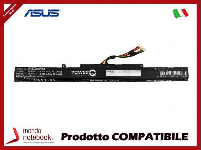Batteria PowerQ per Asus GL553VD 2600 mAh 14.4V P/N A41LK5H Nero