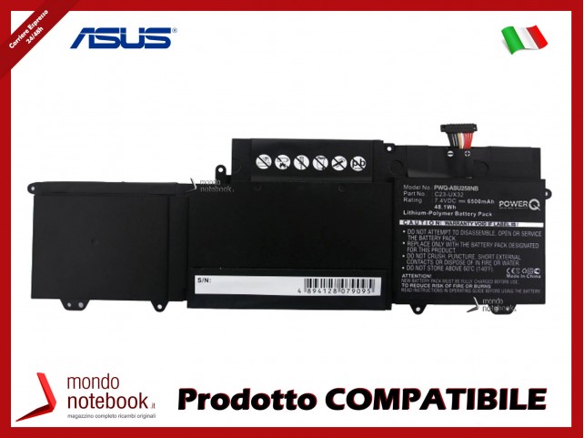 Batteria PowerQ per Asus U38DT 6500 mAh 7.4V P/N 0B200-00070000 Nero