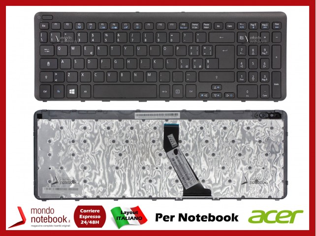 Tastiera Notebook ACER Aspire V5-531 V5-571 (FRAME NERO) Con tasto on/off