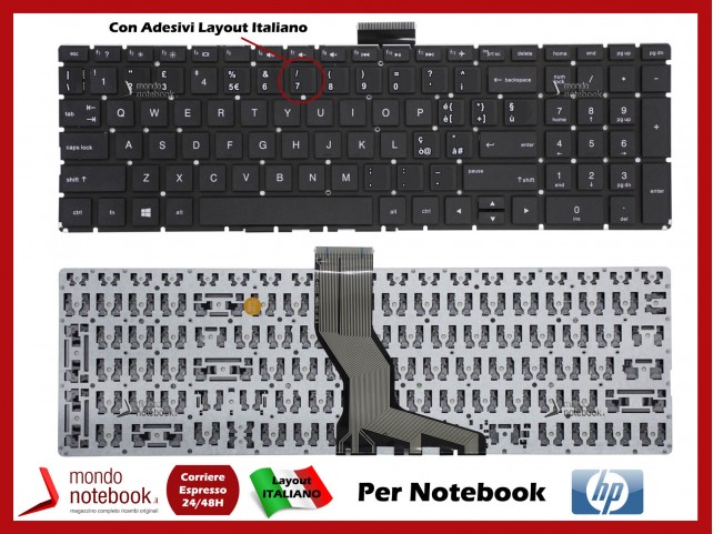 Tastiera Notebook HP 15-BS con ADESIVI LAYOUT ITALIANO