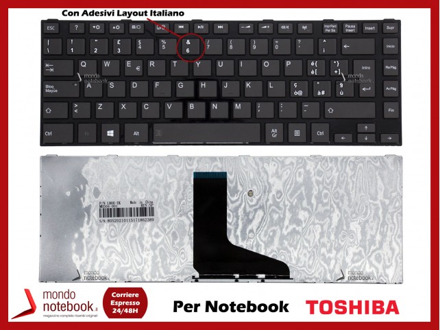 Tastiera Notebook TOSHIBA Satellite C800 L800 (NERA) Con Adesivi Layout Italiano
