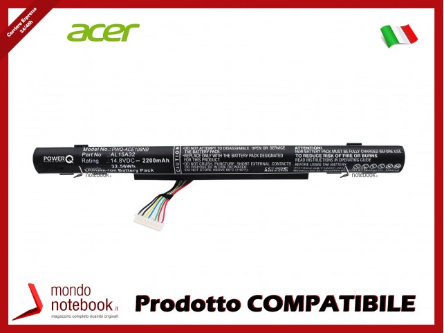 Batteria PowerQ per Acer Aspire 2200 mAh 14.8V P/N AL15A32 Nero