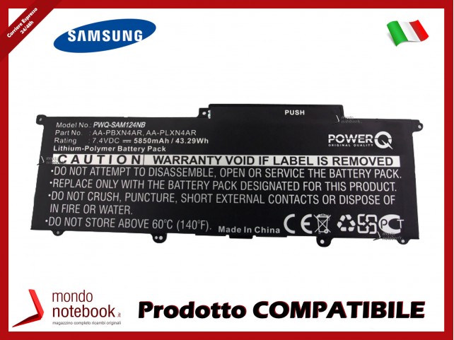 Batteria PowerQ per Samsung 900X3B-A74 5850 mAh 7.4V P/N AA-PBXN4AR Nero