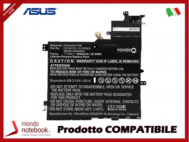 Batteria PowerQ per Asus K406UA 5000 mAh 7.7V P/N 0B200-02640000 Nero