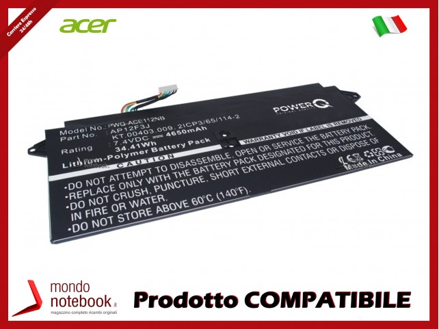 Batteria PowerQ per Acer Aspire R14 4650 mAh 7.4V P/N 2ICP3/65/114-2 Nero