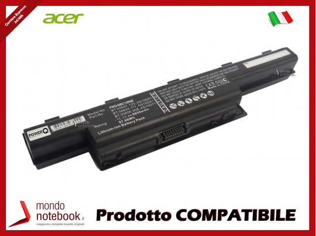 Batteria PowerQ per Acer e altri brand 8800mAh 11.1V P/N 31CR19/652 Nero