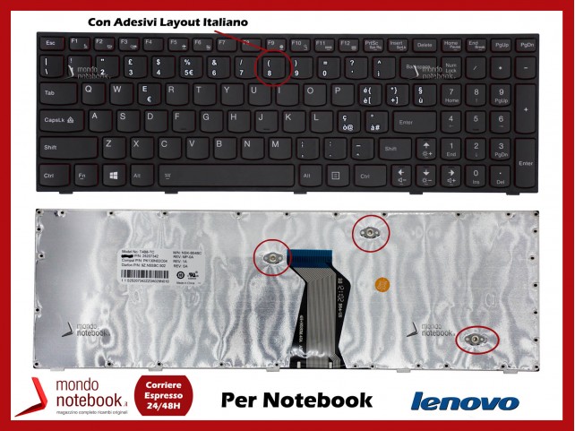 Tastiera Notebook Lenovo Yoga Y500 (LAYOUT STRANIERO) con ADESIVI in ITALIANO