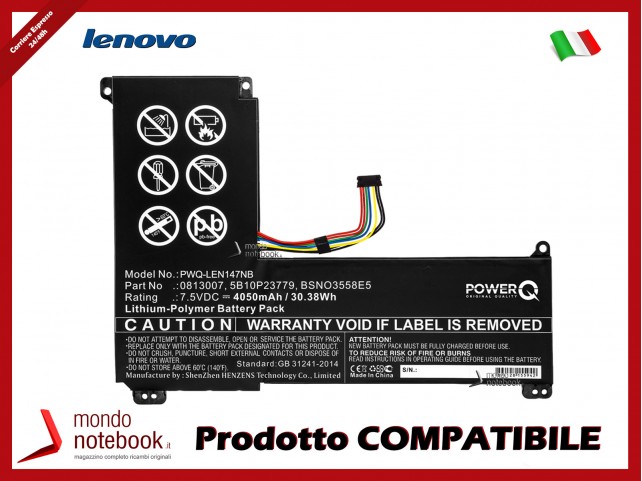 Batteria PowerQ per Lenovo Ideapad 120S-14 4050 mAh 7.5V P/N 0813007 Nero