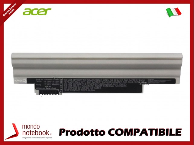 Batteria PowerQ per Acer e altri brand 4400mAh 11.1V P/N AK.003BT.071 Bianco