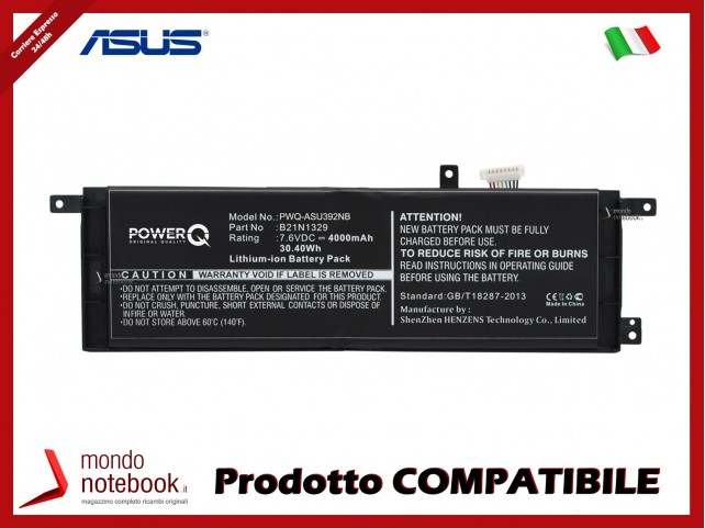 Batteria PowerQ per Asus B06WWPXC3M 4000 mAh 7.6V P/N 0B200-00840000 Nero
