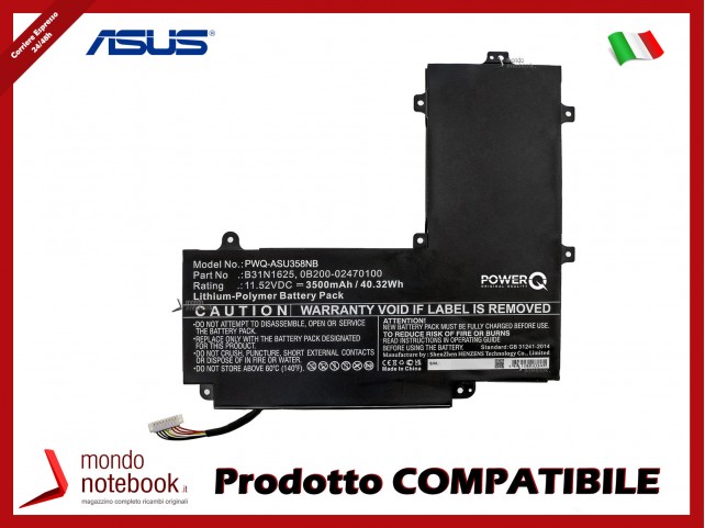 Batteria PowerQ per Asus TP203MAH 3500 mAh 11.52V P/N 0B200-02470100 Nero