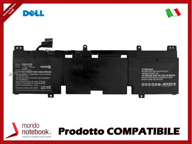 Batteria PowerQ per DELL Alienware 13 R1 3100 mAh 15.2V P/N 02P9KD Nero