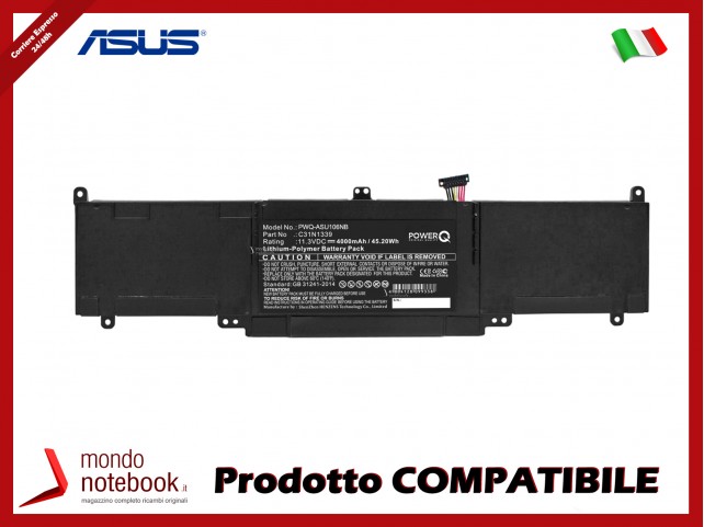 Batteria PowerQ per Asus Asus TP300L 4000 mAh 11.3V P/N 0B200-00930100 Nero