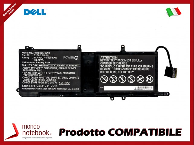 Batteria PowerQ per DELL Alienware 15 8300 mAh 11.4V P/N 01D82 Nero