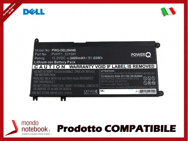 Batteria PowerQ per DELL DNCWSCB6106B 3400 mAh 15.2V P/N 07FHHV Nero