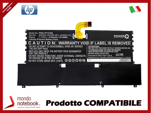 Batteria PowerQ per HP F1D61EA-ABD 4750 mAh 7.7V P/N 843534-121 Nero