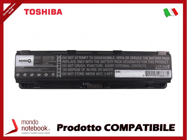 Batteria PowerQ per Toshiba Satellite C800 L850 4400 mAh 10.8V P/N PA5023U-1BRS Nero
