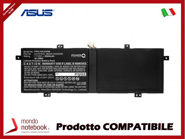 Batteria PowerQ per Asus BX431FA 6000 mAh 7.7V P/N 0B200-03340000 Nero