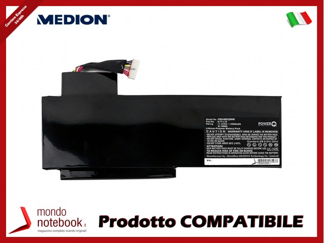 Batteria PowerQ per Medion e altri brand 5400mAh 11.4V P/N BTY-L76 Nero