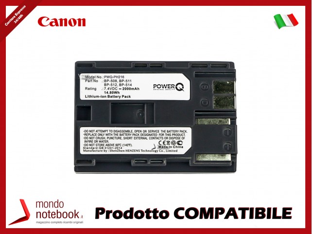 Batteria PowerQ per Canon DM-MV100X 2000mAh 7.4V P/N BP-508