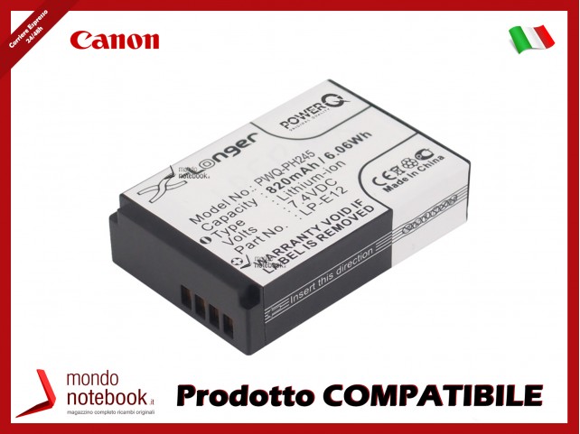 Batteria PowerQ per Canon EOS 100D 820mAh 7.4V P/N LC-E12