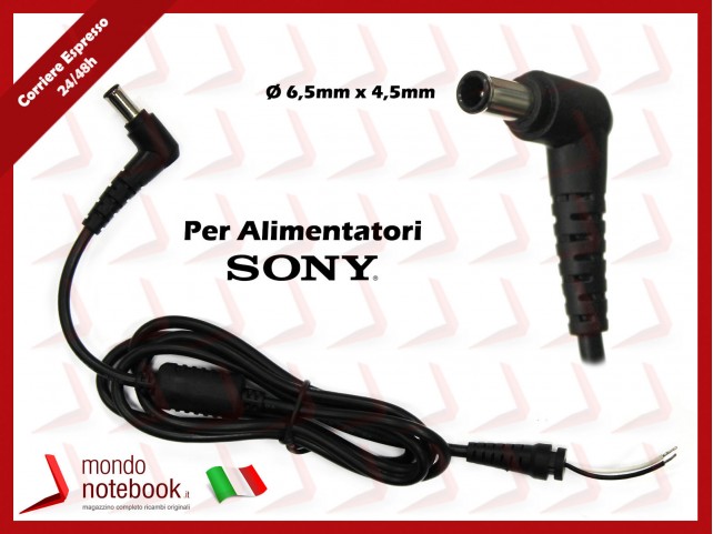 Cavo Alimentazione con Connettore per Alimentatore SONY DC Power Jack da 6,5x4,5mm (1,2mt)