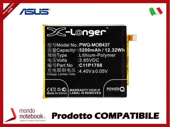 Batteria PowerQ per Asus ZenFone 5 2018 ZE620KL 3200mAh 3.85V P/N 0B200-02890100