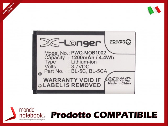Batteria PowerQ per BL-5C 1200mAh 3.7V P/N