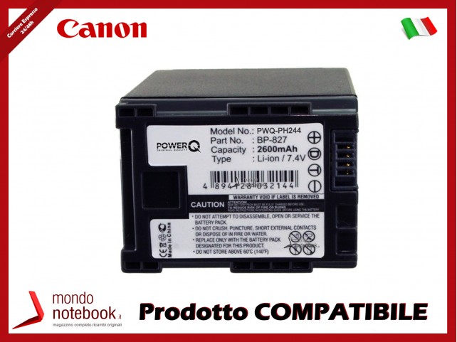Batteria PowerQ per Canon FS10 2600mAh 7.4V P/N BP-820