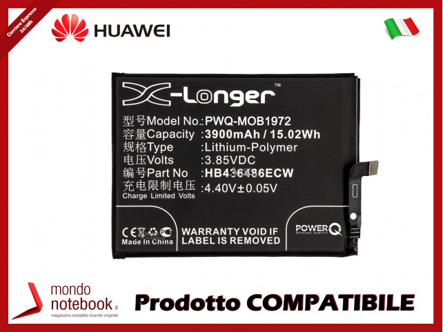 Batteria PowerQ per Huawei P20 Pro Mate 10 Lite 3900mAh 3.85V P/N HB436486ECW