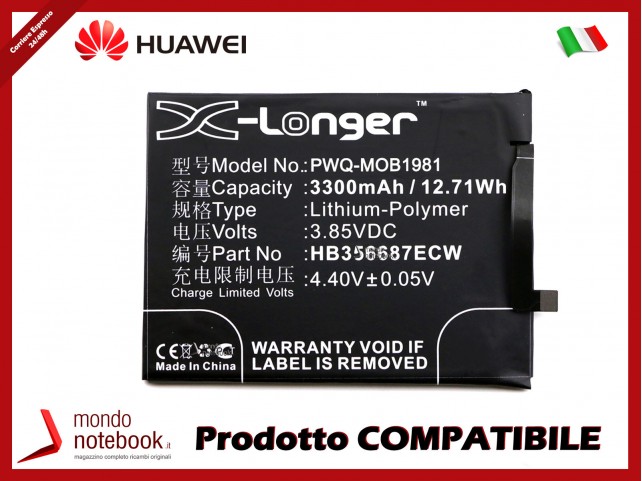 Batteria PowerQ per Huawei BAC-AL00 3300mAh 3.85V P/N HB356687ECW