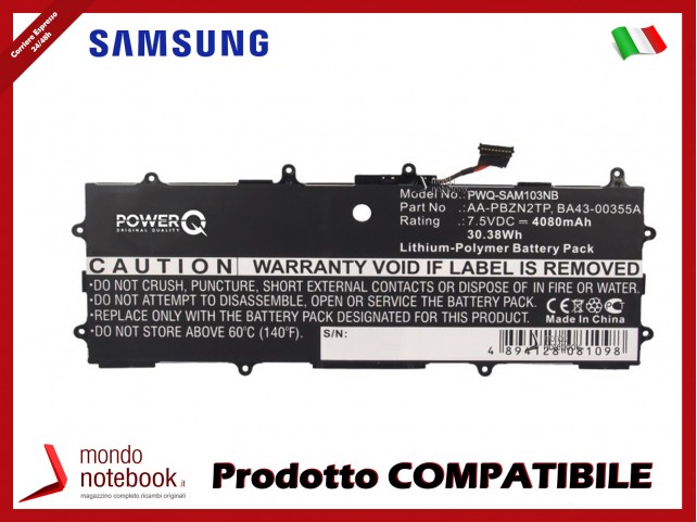Batteria PowerQ per Samsung 303C 4080 mAh 7.5V P/N AA-PBZN2TP Nero