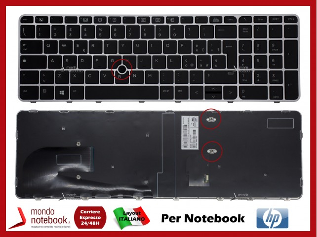 Tastiera Notebook HP EliteBook 755 G3, 755 G4, 850 G3, 850 G4 Frame Silver con trackpoint