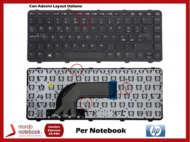Tastiera Notebook HP ProBook 430 G2, 440 G2, 445 G2 con Frame - Con Adesivi Layout Italiano
