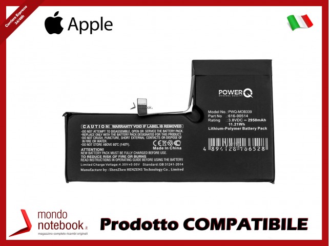 Batteria PowerQ per Apple A1920 2950mAh 3.8V P/N 616-00514