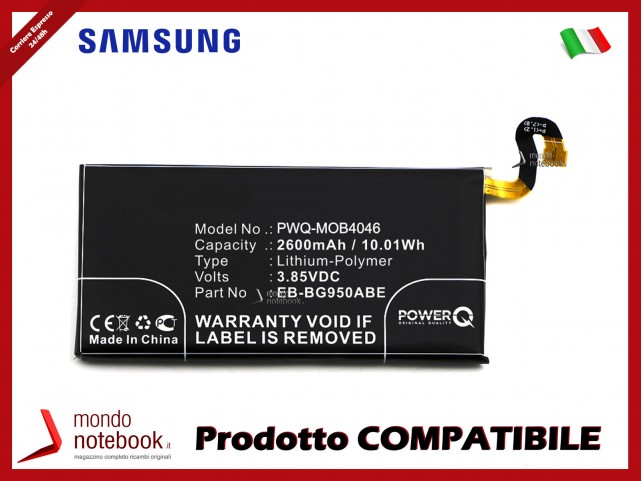Batteria PowerQ per Samsung Dream 2 2600mAh 3.85V P/N EB-BG950ABA