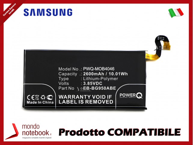 Batteria PowerQ per Samsung Galaxy S8 2600mAh 3.85V P/N EB-BG950ABA