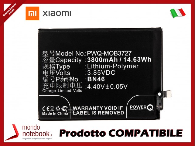 Batteria PowerQ per Redmi Note 6 3800mAh 3.85V P/N BN46