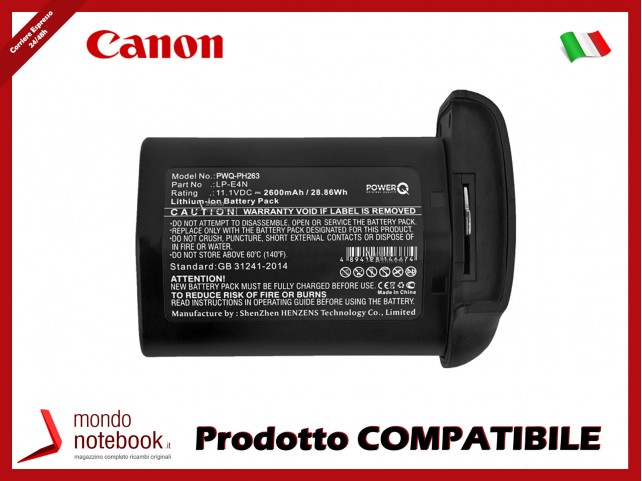 Batteria PowerQ per Canon 1D Mark 3 2600mAh 11.1V P/N LP-E4N