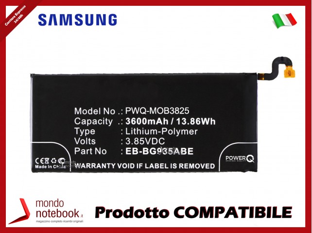 Batteria PowerQ per Samsung Galaxy S7 Edge 3600mAh 3.85V P/N EB-BG935ABA